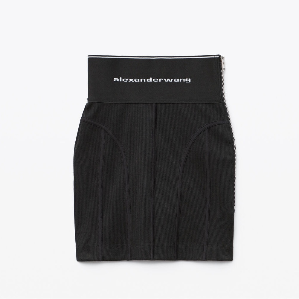 Alexander Wang RIBBED HIGH WAISTED SKIRT WITH LOGO